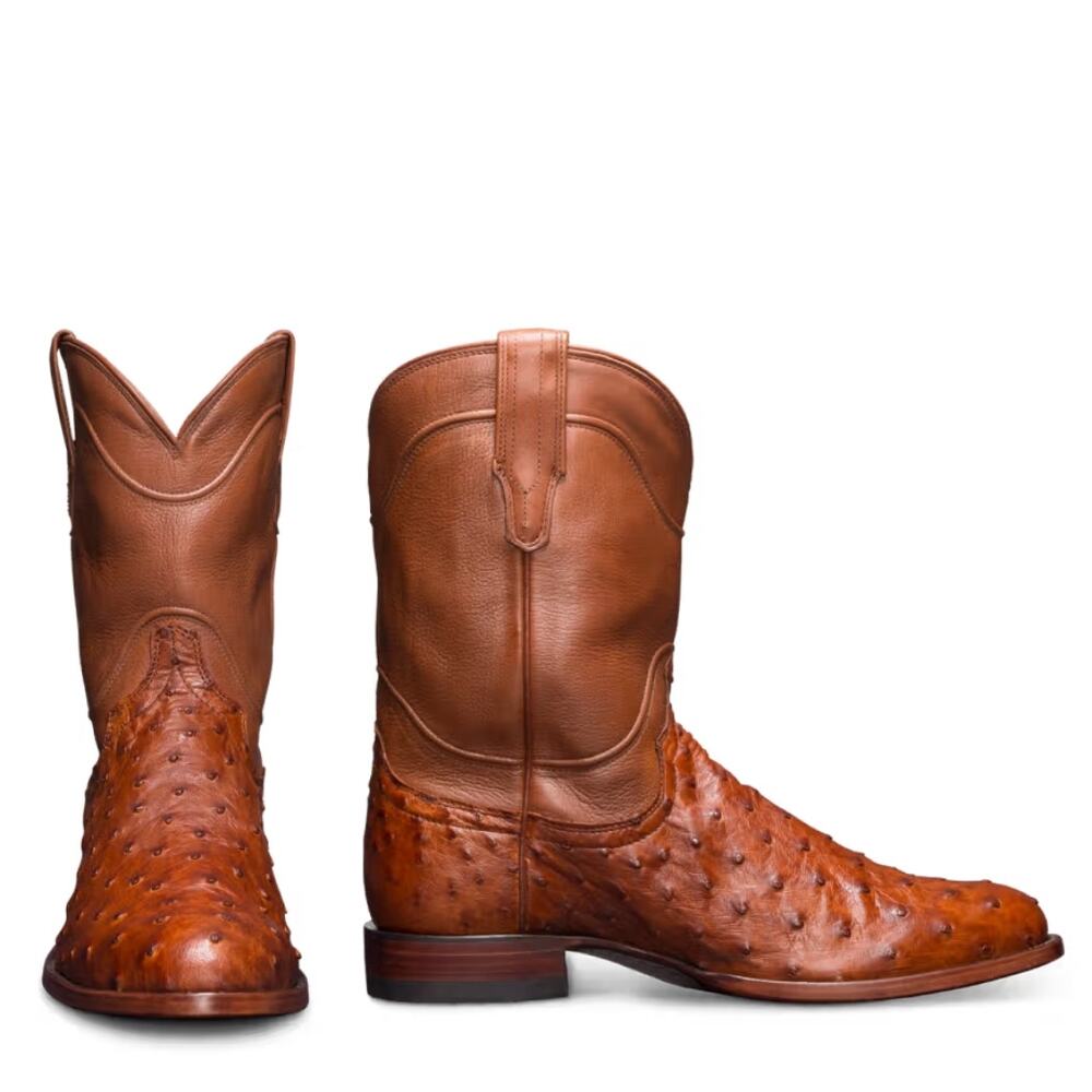 Tecovas The Earl Boots Mens Size 12EE Pecan Ostrich Leather Cowboy Western 12